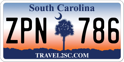 SC license plate ZPN786