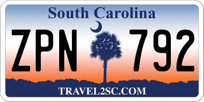 SC license plate ZPN792