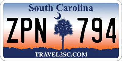 SC license plate ZPN794