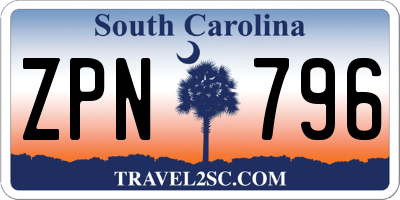 SC license plate ZPN796