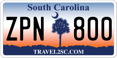 SC license plate ZPN800