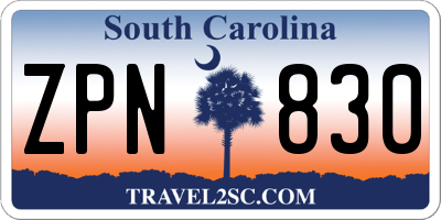 SC license plate ZPN830