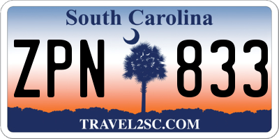 SC license plate ZPN833
