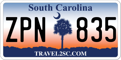SC license plate ZPN835