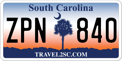 SC license plate ZPN840
