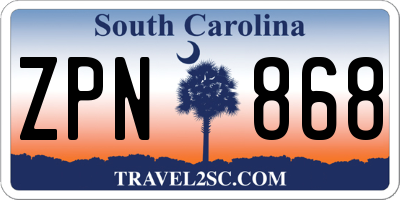 SC license plate ZPN868