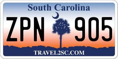 SC license plate ZPN905