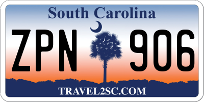 SC license plate ZPN906