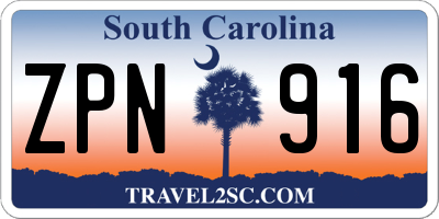 SC license plate ZPN916