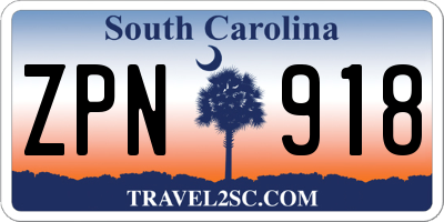 SC license plate ZPN918