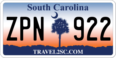 SC license plate ZPN922