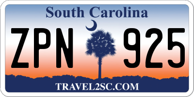 SC license plate ZPN925