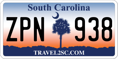 SC license plate ZPN938