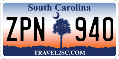 SC license plate ZPN940