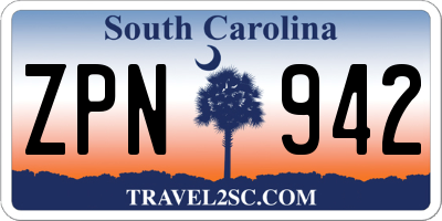 SC license plate ZPN942