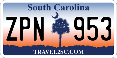 SC license plate ZPN953
