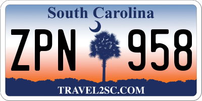SC license plate ZPN958