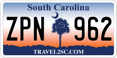 SC license plate ZPN962