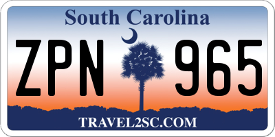 SC license plate ZPN965