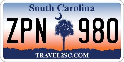 SC license plate ZPN980
