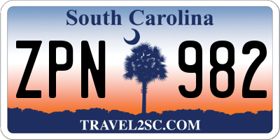 SC license plate ZPN982