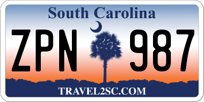 SC license plate ZPN987