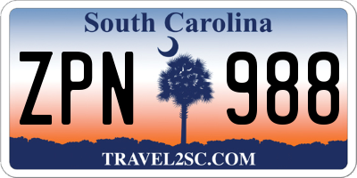 SC license plate ZPN988