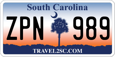 SC license plate ZPN989