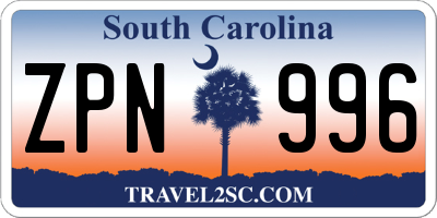 SC license plate ZPN996