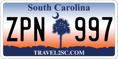 SC license plate ZPN997