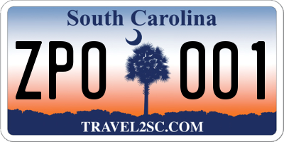 SC license plate ZPO001