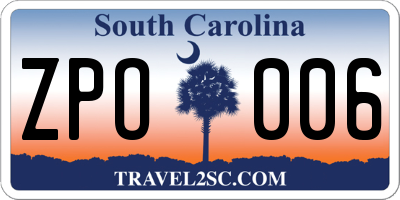 SC license plate ZPO006