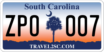 SC license plate ZPO007