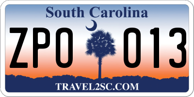 SC license plate ZPO013