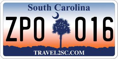SC license plate ZPO016