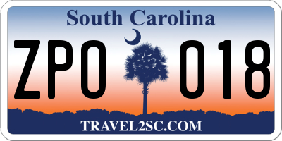 SC license plate ZPO018