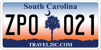 SC license plate ZPO021