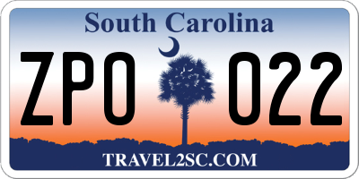 SC license plate ZPO022