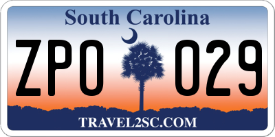 SC license plate ZPO029