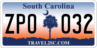 SC license plate ZPO032