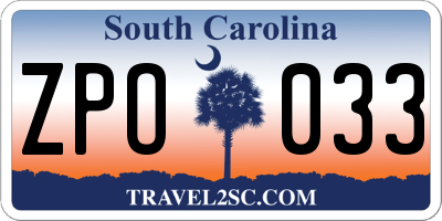 SC license plate ZPO033