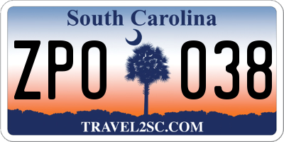 SC license plate ZPO038