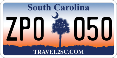 SC license plate ZPO050