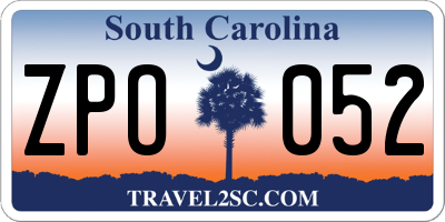 SC license plate ZPO052