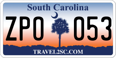 SC license plate ZPO053