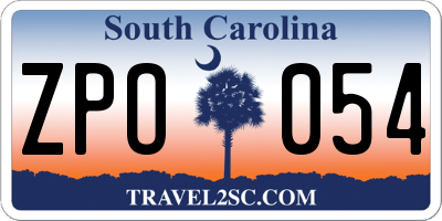 SC license plate ZPO054
