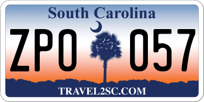 SC license plate ZPO057