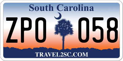 SC license plate ZPO058