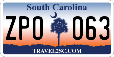 SC license plate ZPO063