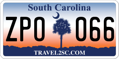 SC license plate ZPO066